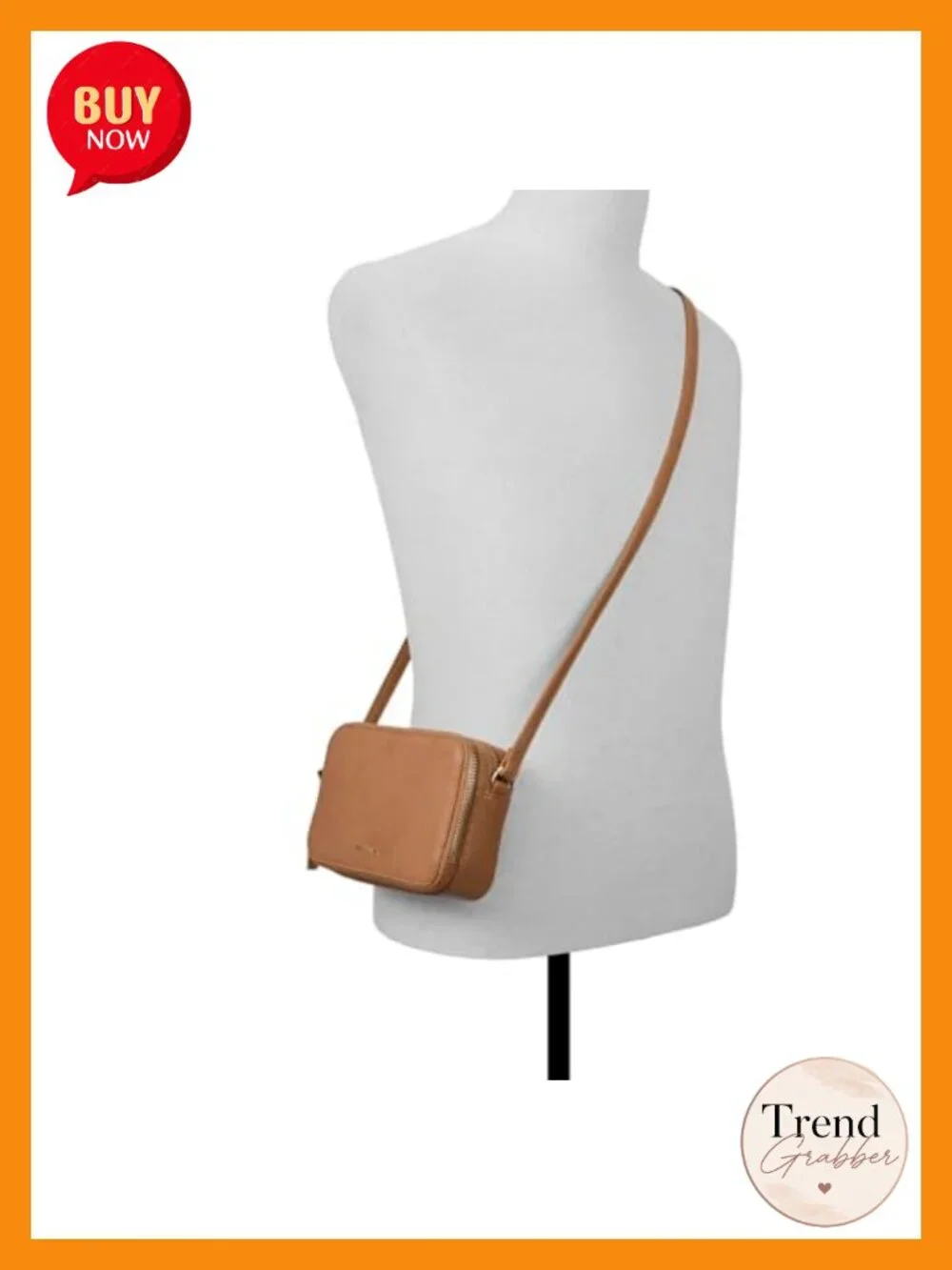 Camera Crossbody Bag with Adjustable Strap - PU Leather